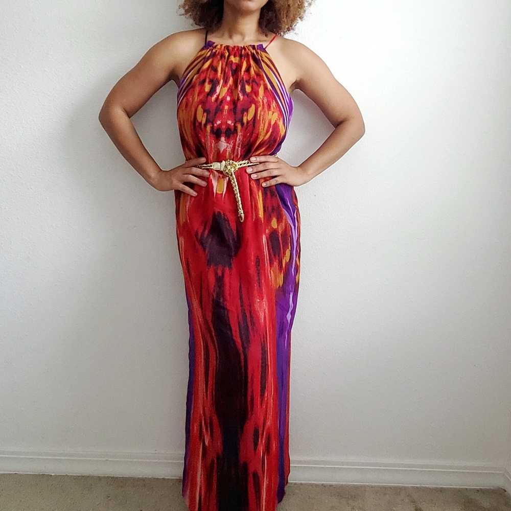 Emma & Michelle Red & Purple Maxi Dress